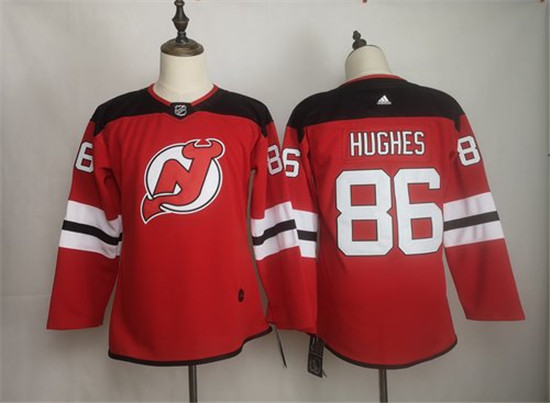 2020 Men's New Jersey Devils 86 Jack Hughes Red Women Adidas Jersey