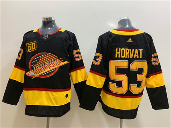 2020 Men's Vancouver Canucks 53 Bo Horvat Black 50th Season Adidas Jersey