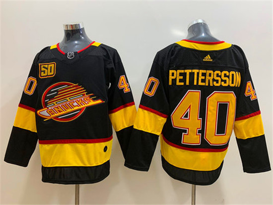 2020 Men's Vancouver Canucks 40 Elias Pettersson Black 50th Season Adidas Jersey