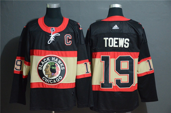 2020 Blackhawks 19 Jonthan Toews Premier Black New Third Adidas Jersey