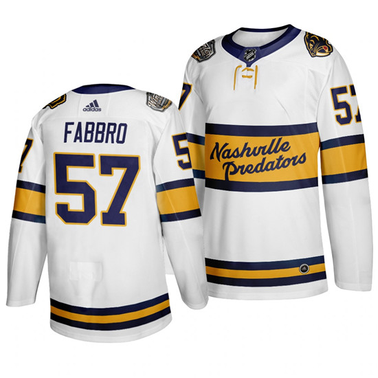 2020 Men's Nashville Predators 57 Dante Fabbro White Winter Classic Adidas Jersey