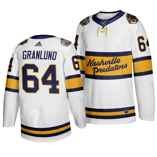 2020 Men's Nashville Predators 64 Mikael Granlund White Winter Classic Adidas Jersey