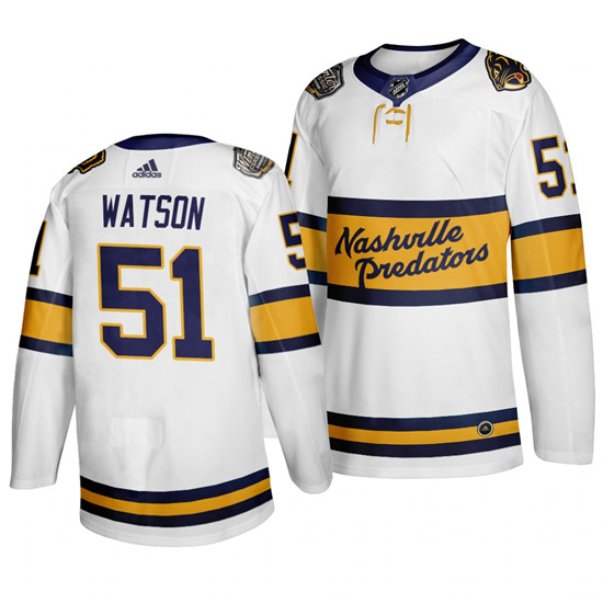 2020 Men's Nashville Predators 51 Austin Watson White Winter Classic Adidas Jersey