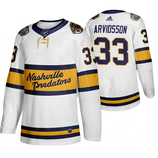 2020 Men's Nashville Predators 33 Viktor Arvidsson White Winter Classic Adidas Jersey