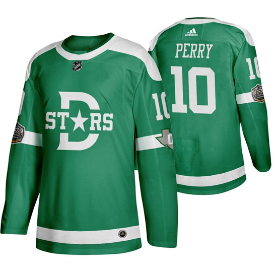 2020 Men's Dallas Stars 10 Corey Perry Green Winter Classic Adidas Jersey