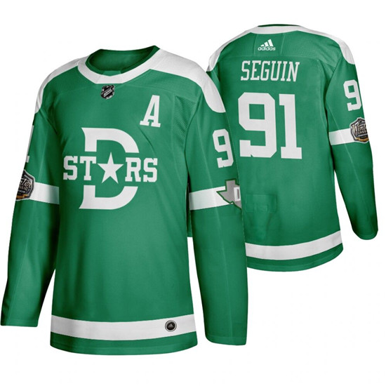 2020 Men's Dallas Stars 91 Tyler Seguin Green Winter Classic Adidas Jersey