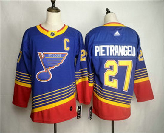 2020 Men's St. Louis Blues #27 Alex Pietrangelo Blue Adidas Stitched NHL Throwback Jersey