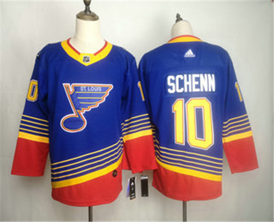 2020 Men's St. Louis Blues #10 Brayden Schenn Blue Adidas Stitched NHL Throwback Jersey
