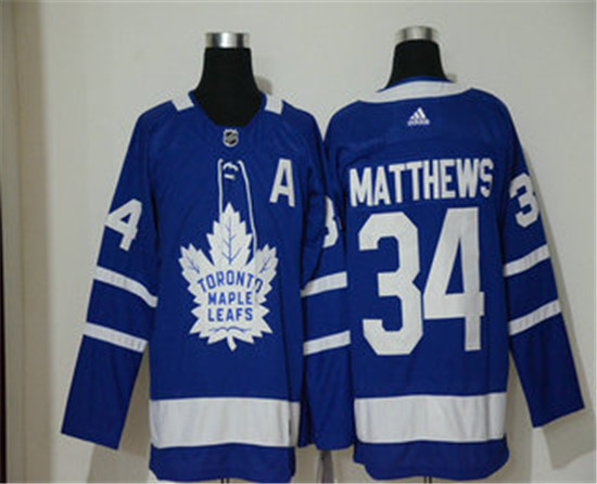 2020 Men's Toronto Maple Leafs #34 Auston Matthews Royal Blue With A Patch Home Stitched NHL Jersey