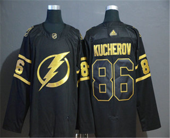 2020 Men's Tampa Bay Lightning #86 Nikita Kucherov Black Golden Adidas Stitched NHL Jersey