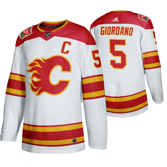 2020 Men's Calgary Flames #5 Mark Giordano 2019 Heritage Classic Authentic White Jersey