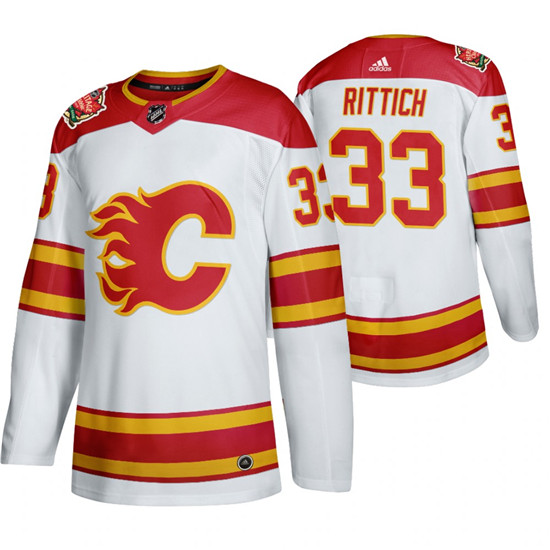 2020 Men's Calgary Flames #33 David Rittich 2019 Heritage Classic Authentic White Jersey