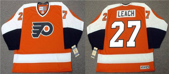 2020 Philadelphia Flyers #27 REGGIE LEACH 1974 CCM Vintage Throwback Away Hockey Jersey - Click Image to Close