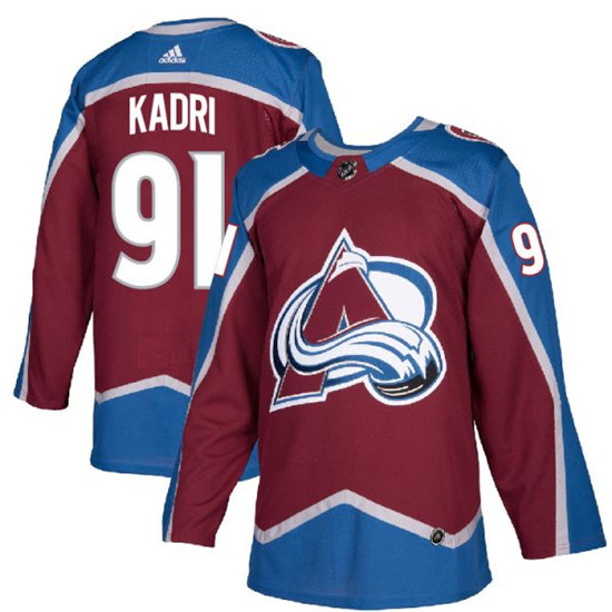 2020 Men's Colorado Avalanche #91 Nazem Kadri Adidas Authentic Burgundy Home Jersey