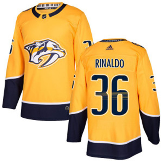 2020 Adidas #36 Zac Rinaldo Nashville Predators Men's Authentic Home Gold Jersey