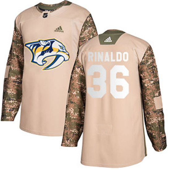 2020 Adidas #36 Zac Rinaldo Nashville Predators Men's Authentic Veterans Day Practice Camo Jersey