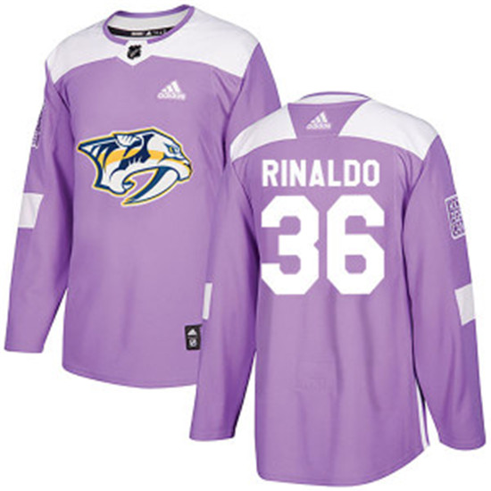 2020 Adidas #36 Zac Rinaldo Nashville Predators Men's Authentic Fights Cancer Practice Purple Jersey