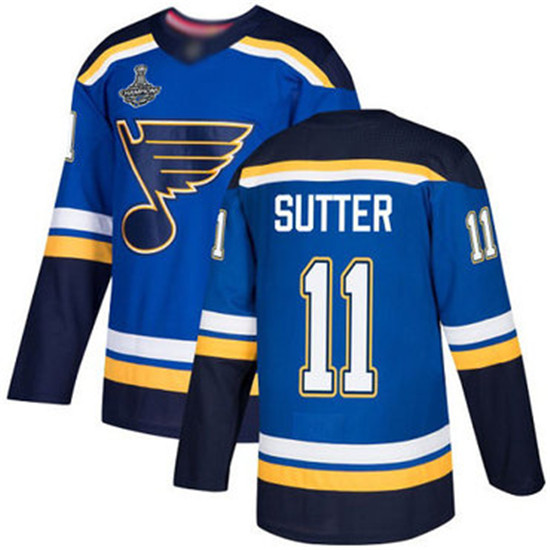 2020 Blues #11 Brian Sutter Blue Home Authentic Stanley Cup Champions Stitched Hockey Jersey