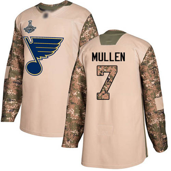 2020 Blues #7 Joe Mullen Camo Authentic 2017 Veterans Day Stanley Cup Champions Stitched Hockey Jers