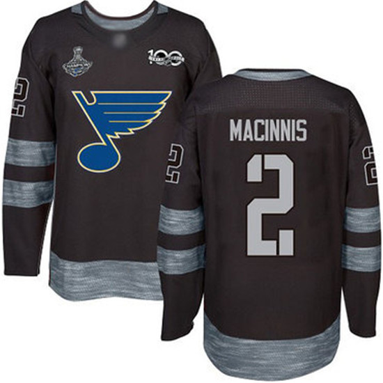 2020 Blues #2 Al MacInnis Black 1917-2017 100th Anniversary Stanley Cup Champions Stitched Hockey Je
