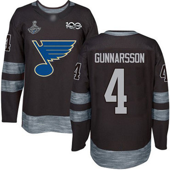 2020 Blues #4 Carl Gunnarsson Black 1917-2017 100th Anniversary Stanley Cup Champions Stitched Hocke