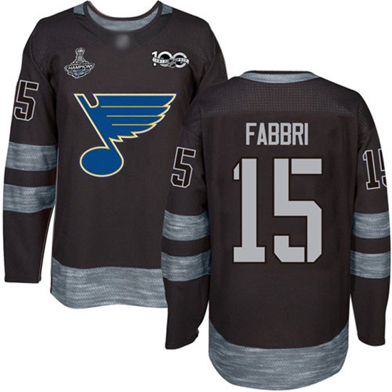2020 Blues #15 Robby Fabbri Black 1917-2017 100th Anniversary Stanley Cup Champions Stitched Hockey