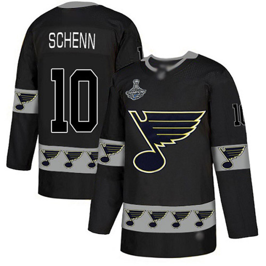 2020 Blues #10 Brayden Schenn Black Authentic Team Logo Fashion Stanley Cup Champions Stitched Hocke