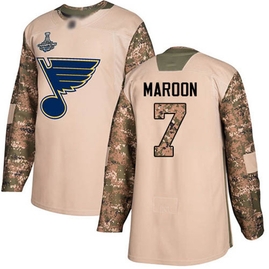 2020 Blues #7 Patrick Maroon Camo Authentic 2017 Veterans Day Stanley Cup Champions Stitched Hockey