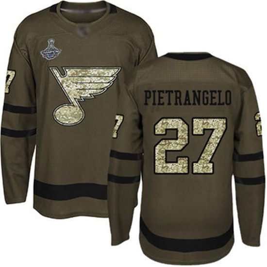 2020 Blues #27 Alex Pietrangelo Green Salute to Service Stanley Cup Champions Stitched Hockey Jersey
