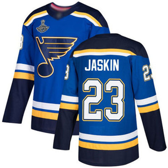 2020 Blues #23 Dmitrij Jaskin Blue Home Authentic Stanley Cup Champions Stitched Hockey Jersey