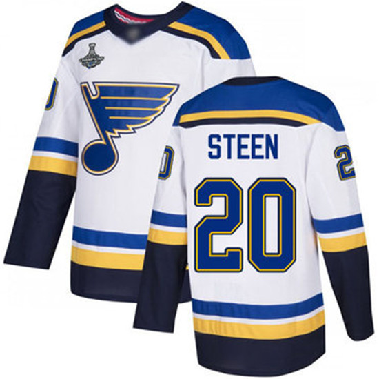 2020 Blues #20 Alexander Steen White Road Authentic Stanley Cup Champions Stitched Hockey Jersey