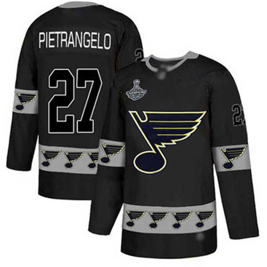 2020 Blues #27 Alex Pietrangelo Black Authentic Team Logo Fashion Stanley Cup Champions Stitched Hoc