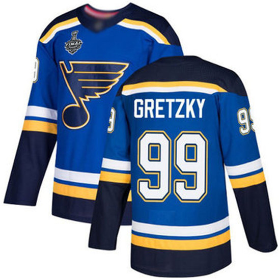 2020 Men's St. Louis Blues #99 Wayne Gretzky Blue Home Authentic 2019 Stanley Cup Final Bound Stitch