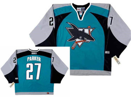 2020 Men's San Jose Sharks #27 SCOTT PARKER 2003 CCM Throwback NHL Home Hockey Jersey