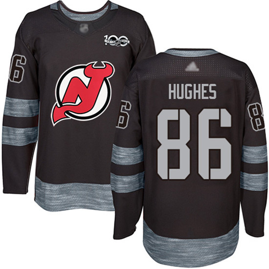 2020 Devils #86 Jack Hughes Black 1917-2017 100th Anniversary Stitched Hockey Jersey