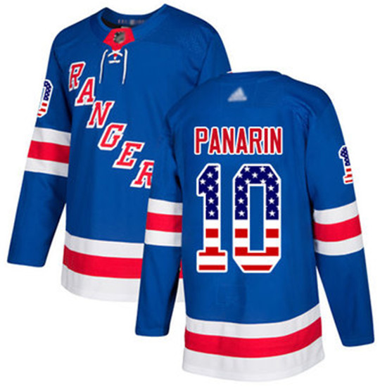 2020 Rangers #10 Artemi Panarin Royal Blue Home Authentic USA Flag Stitched Hockey Jersey