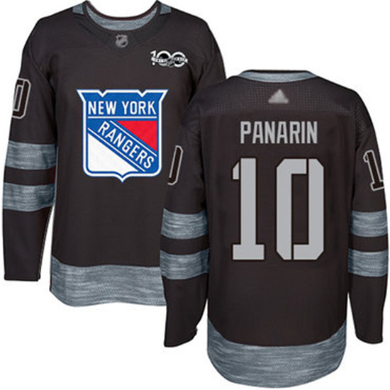 2020 Rangers #10 Artemi Panarin Black 1917-2017 100th Anniversary Stitched Hockey Jersey