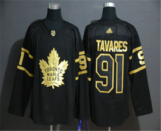 2020 Men's Toronto Maple Leafs #91 John Tavares Black Golden Adidas Stitched NHL Jersey