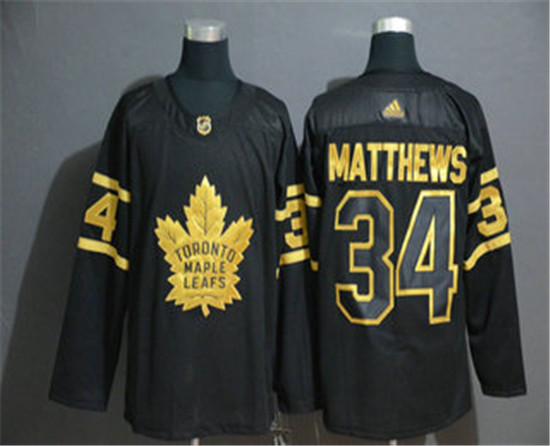 2020 Men's Toronto Maple Leafs #34 Auston Matthews Black Golden Adidas Stitched NHL Jersey