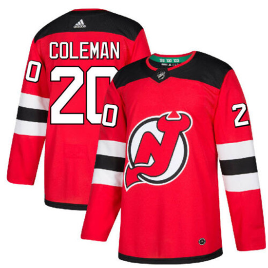 2020 Men's New Jersey Devils #20 Blake Coleman Home Red Adidas Authentic Jersey