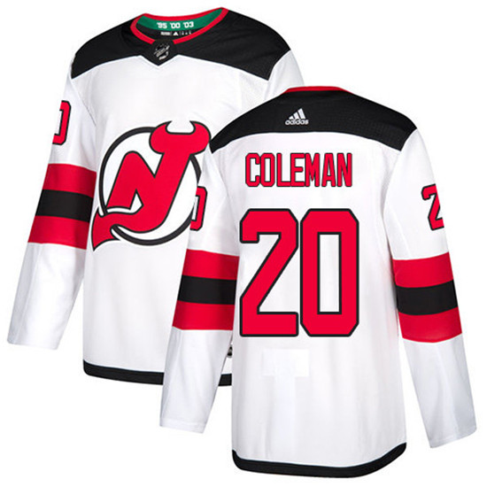 2020 Men's New Jersey Devils #20 Blake Coleman Authentic White Jersey