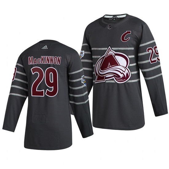 2020 Men's Colorado Avalanche #29 Nathan MacKinnon Gray NHL All-Star Game Adidas Jersey