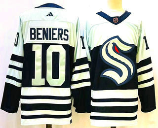 Men's Seattle Kraken #10 Matty Beniers Blue 2022 Reverse Retro Stitched Jersey