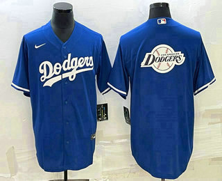 Men's Los Angeles Dodgers Blue Team Big Logo Cool Base Stitched Baseball Jersey1
