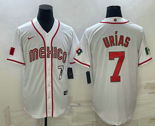 Men's Mexico Baseball #7 Julio Urias Number 2023 White World Baseball Classic Stitched Jersey