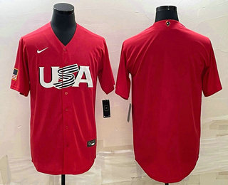 Men's USA Baseball Blank 2023 Red World Classic Stitched Jerseys
