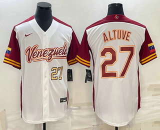 Men's Venezuela Baseball #27 Jose Altuve Number 2023 White World Baseball Classic Stitched Jersey