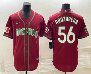 Men's Mexico Baseball #56 Randy Arozarena 2023 Red World Classic Stitched Jerseys