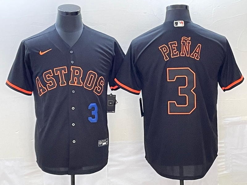 Men's Houston Astros #3 Jeremy Pena Number Lights Out Black Fashion Stitched MLB Cool Base Nike Jers