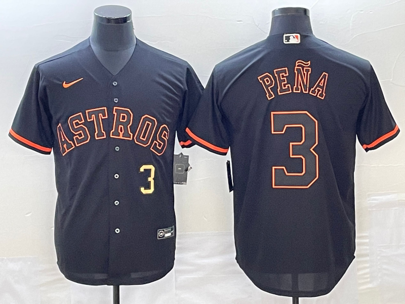 Men's Houston Astros #3 Jeremy Pena Number Lights Out Black Fashion Stitched MLB Cool Base Nike Jers